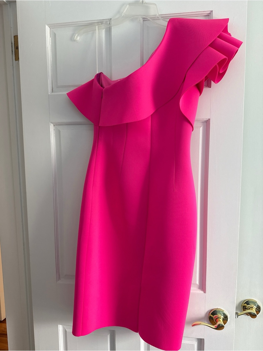 Eliza J Hot Pink One-Shoulder Ruffle Cocktail Dress